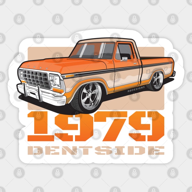 1979 Ford pick up truck, single cab shortbed, two tone. dent side truck. Lowered. Color Sticker by RBDesigns